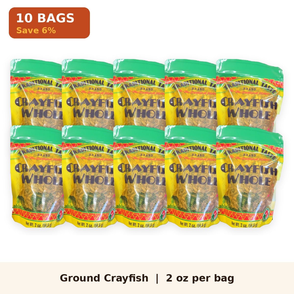 Whole Dried Crayfish 2 oz pack of 10 bags