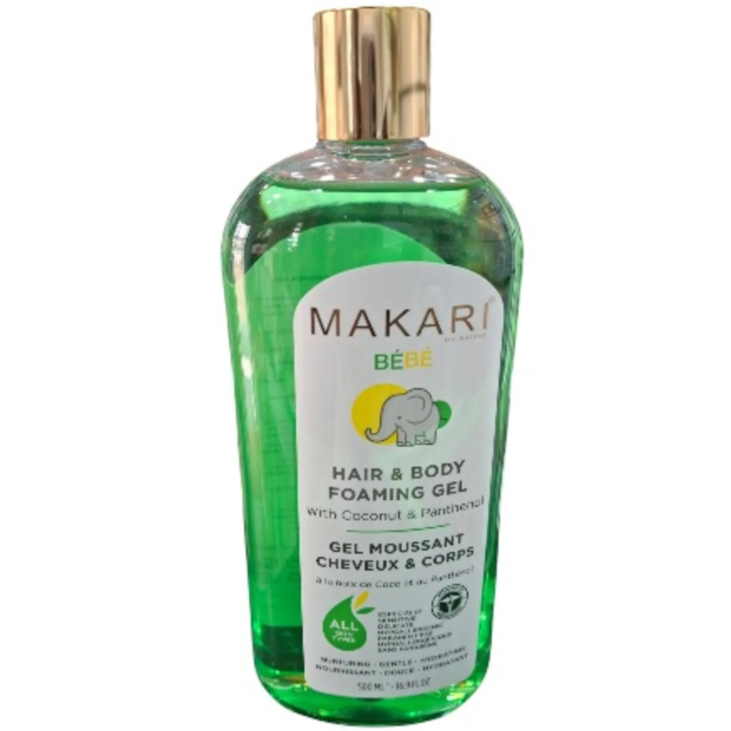 Makari Babe Hair & Body Foaming Gel – Gentle cleansing foaming gel for babies’ hair and body, enriched with soothing natural ingredients, 500ml.