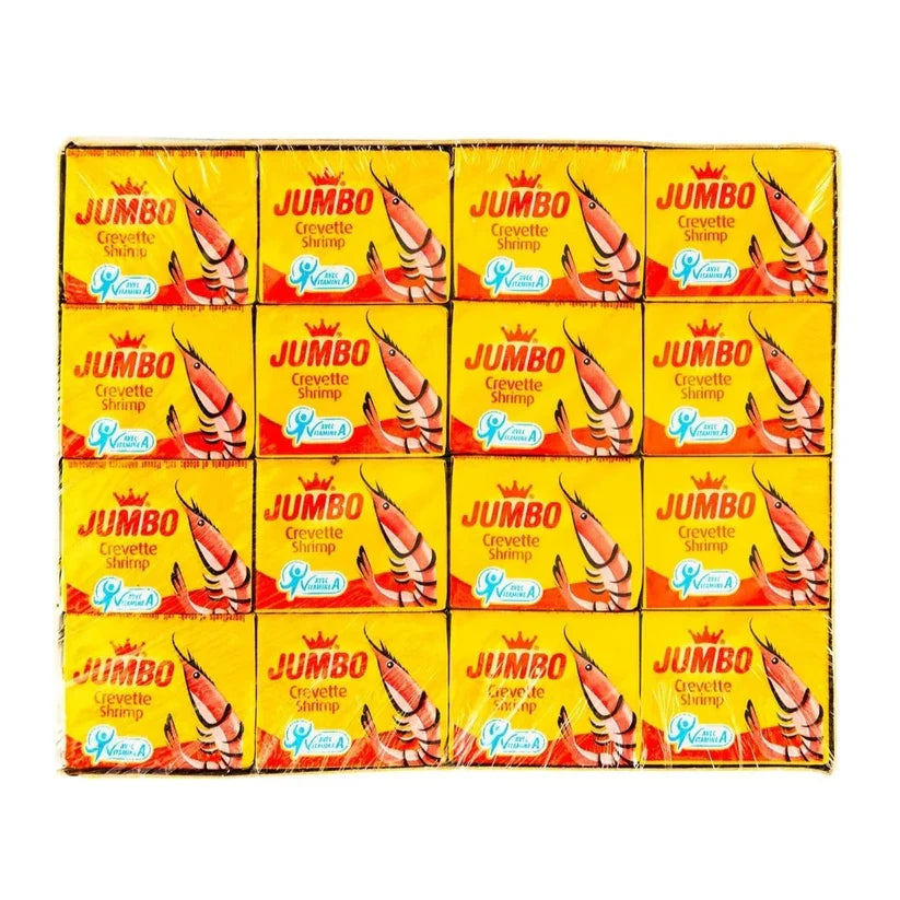 Jumbo Shrimp Tablets (480g) – flavorful shrimp seasoning cubes for enhancing soups, stews, and seafood dishes, popular in West African cuisine.