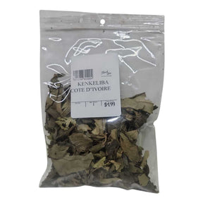 Small bag of dried kinkeliba (kenkeliba) leaves