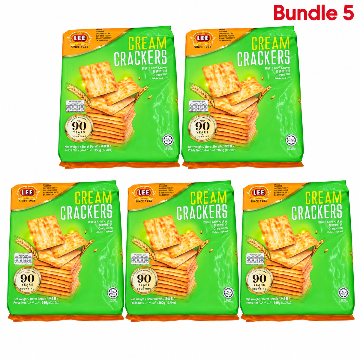 Lee Cream Crackers 360g pack of 5 packs