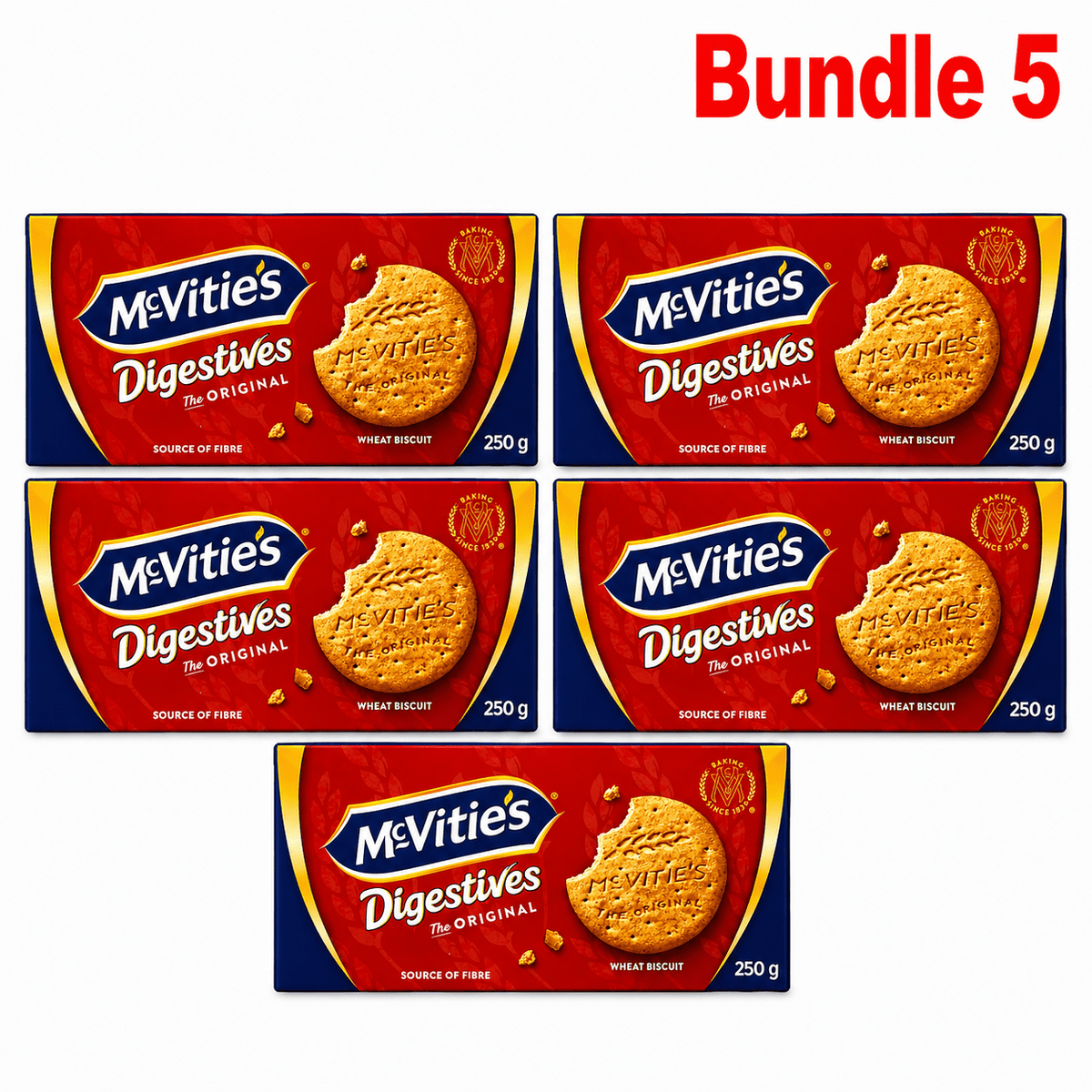 McVitie's Digestive Biscuits 250g pack of 5 packs