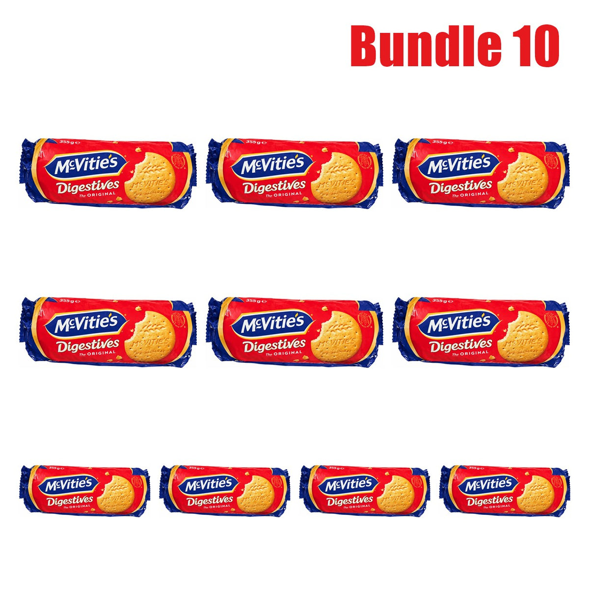 McVitie's Digestive Biscuits 355g Round Pack pack of 10 packs