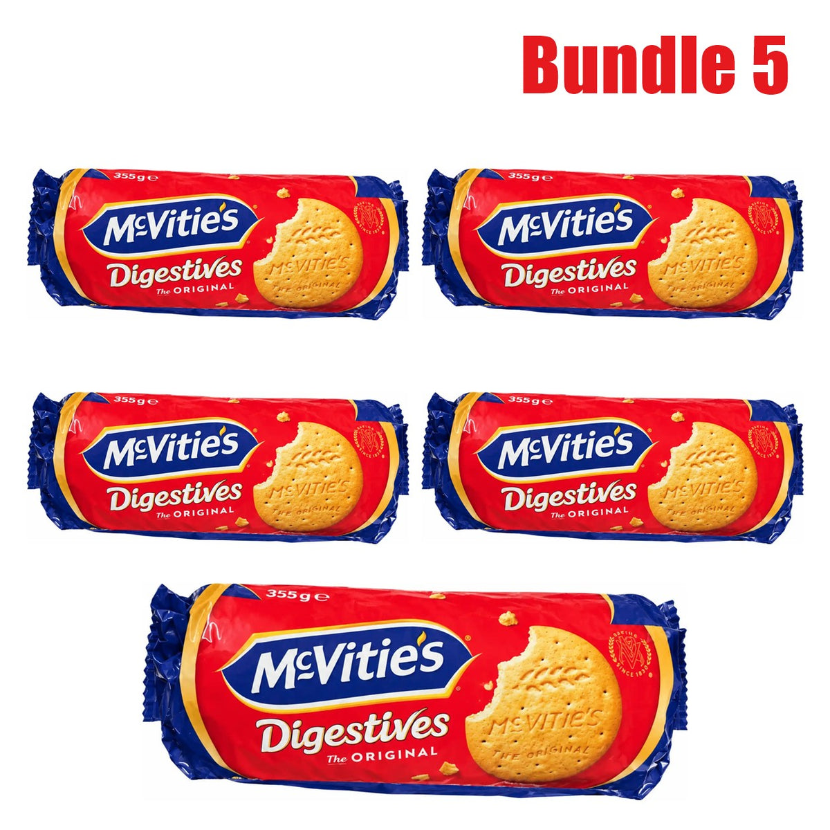 McVitie's Digestive Biscuits 355g Round Pack pack of 5 packs