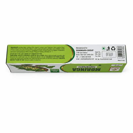 Moringa toothpaste, box back