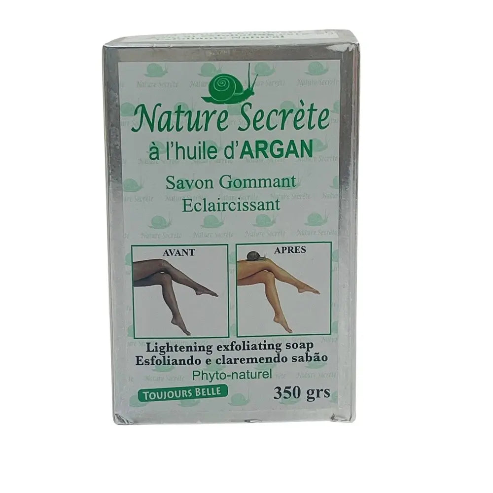 Nature Secrete Argan Lightening & Exfoliating Soap 350g – Brightening and moisturizing body soap enriched with argan oil.