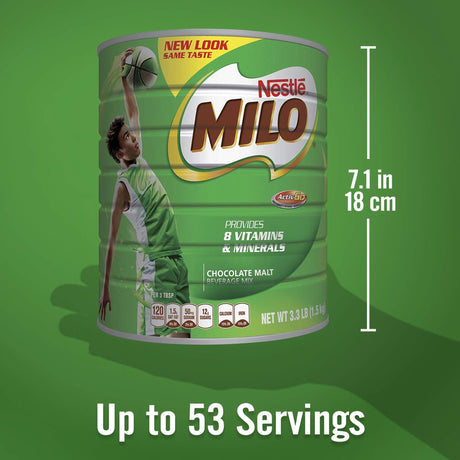 NESTLÉ MILO Chocolate Malt Beverage Mix, 3.3 Pound Can (1.5kg) | Fortified Powder Energy Drink - Yado African & Caribbean Market