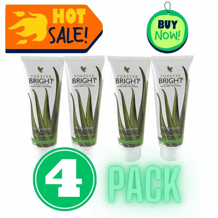 New Forever Living Bright Toothgel With Aloe Vera NO Fluoride 4.6oz, Pack Of 4 - Yado African & Caribbean Market