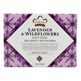 Nubian Heritage Lavender & Wildflowers Soap 5 oz, gentle cleansing bar infused with lavender and wildflower extracts to cleanse, moisturize, and leave skin feeling soft, smooth, and lightly refreshed.