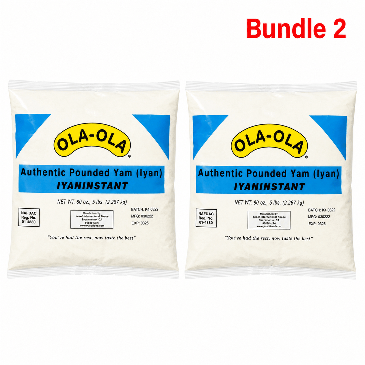 Ola Ola Authentic Pounded Yam Family Size, premium instant pounded yam flour for preparing smooth, traditional African pounded yam to enjoy with soups and stews.
