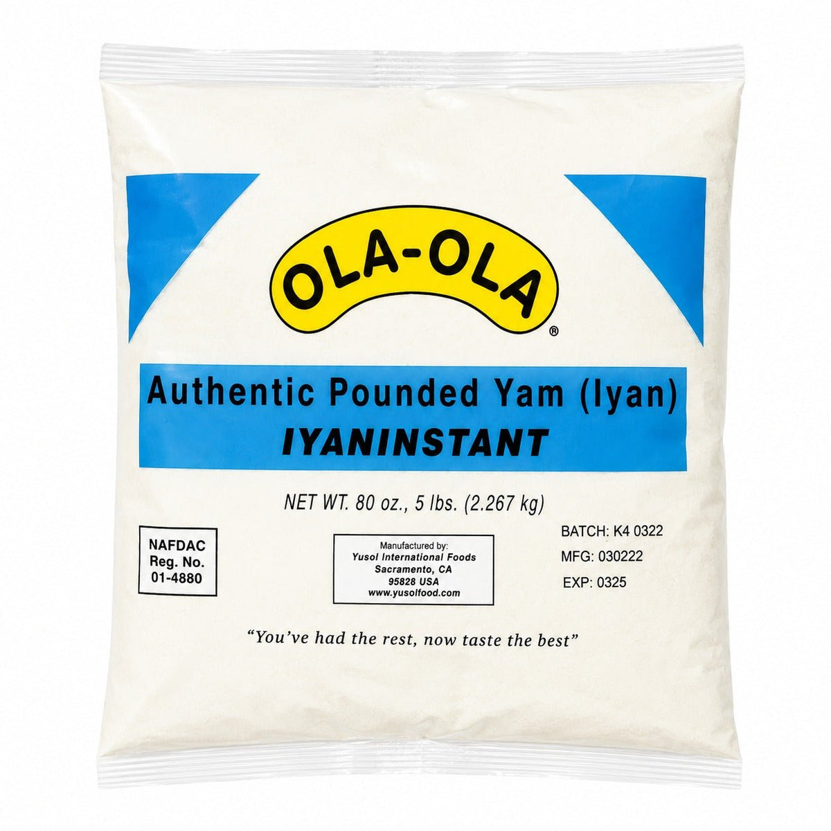 Ola Ola Authentic Pounded Yam Family Size, premium instant pounded yam flour for preparing smooth, traditional African pounded yam to enjoy with soups and stews.