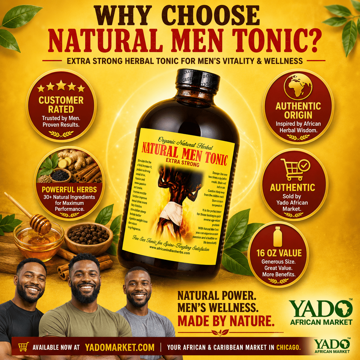 Organic Natural Men Tonic - 16 oz. - Yado African & Caribbean Market