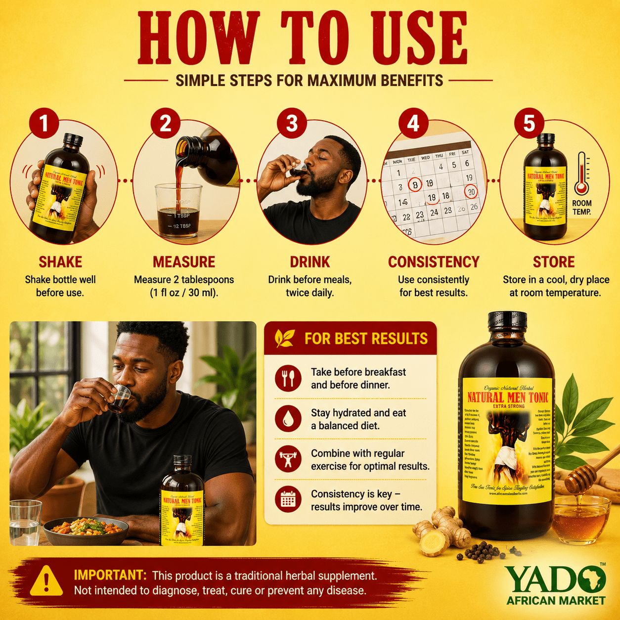Organic Natural Men Tonic - 16 oz. - Yado African & Caribbean Market