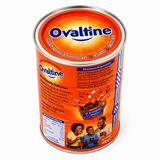 Ovaltine chocolate malt 400 g, back of the can