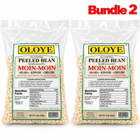 Oloye Peeled Black Eye Peas 2 lb pack of 2 bags