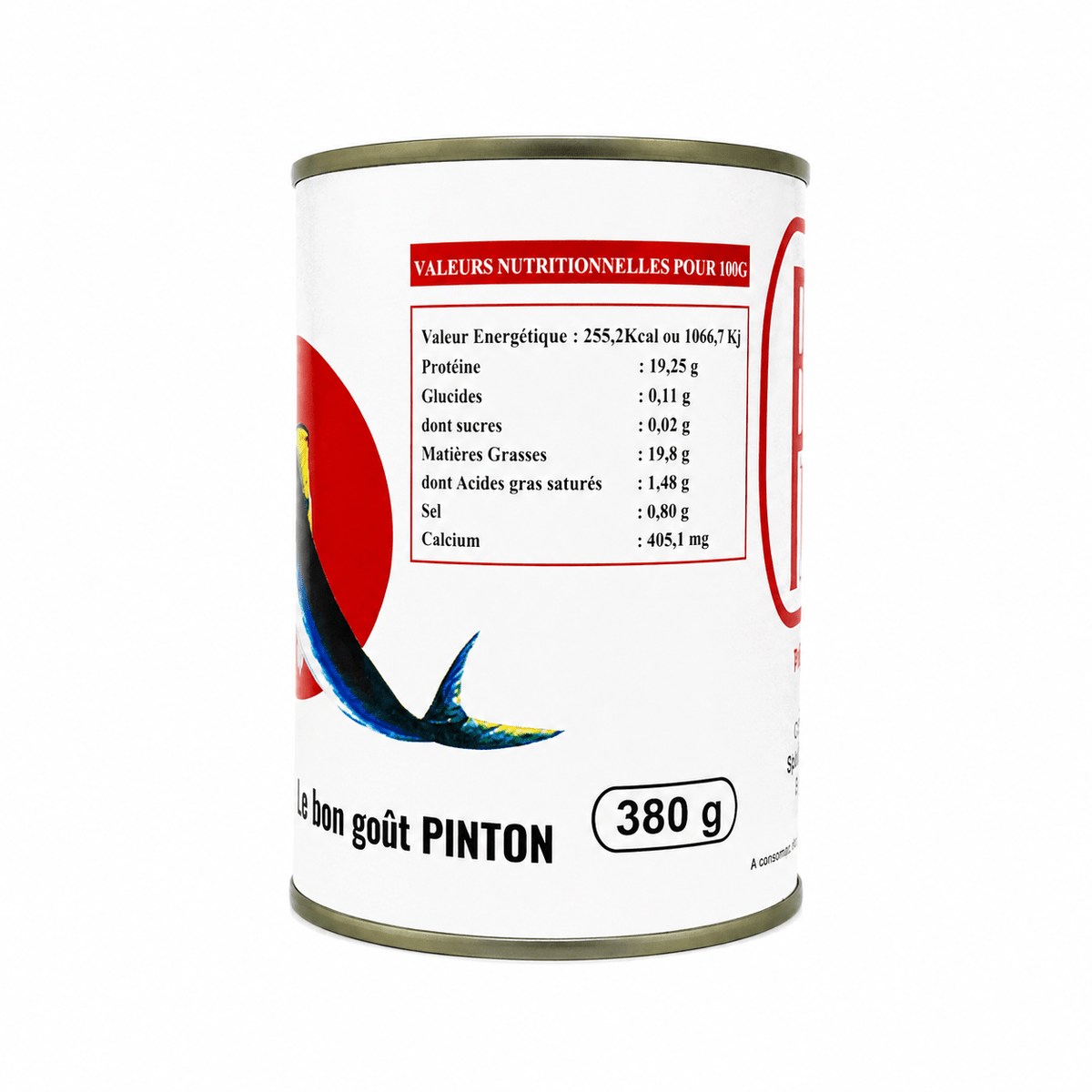 Pinton sardinella paste 380 g can, side view