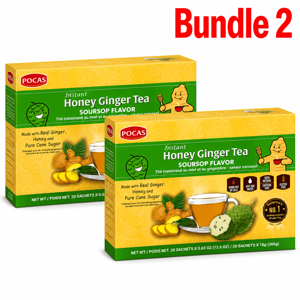 Pocas Honey Ginger Tea Soursop flavour pack of 2 boxes