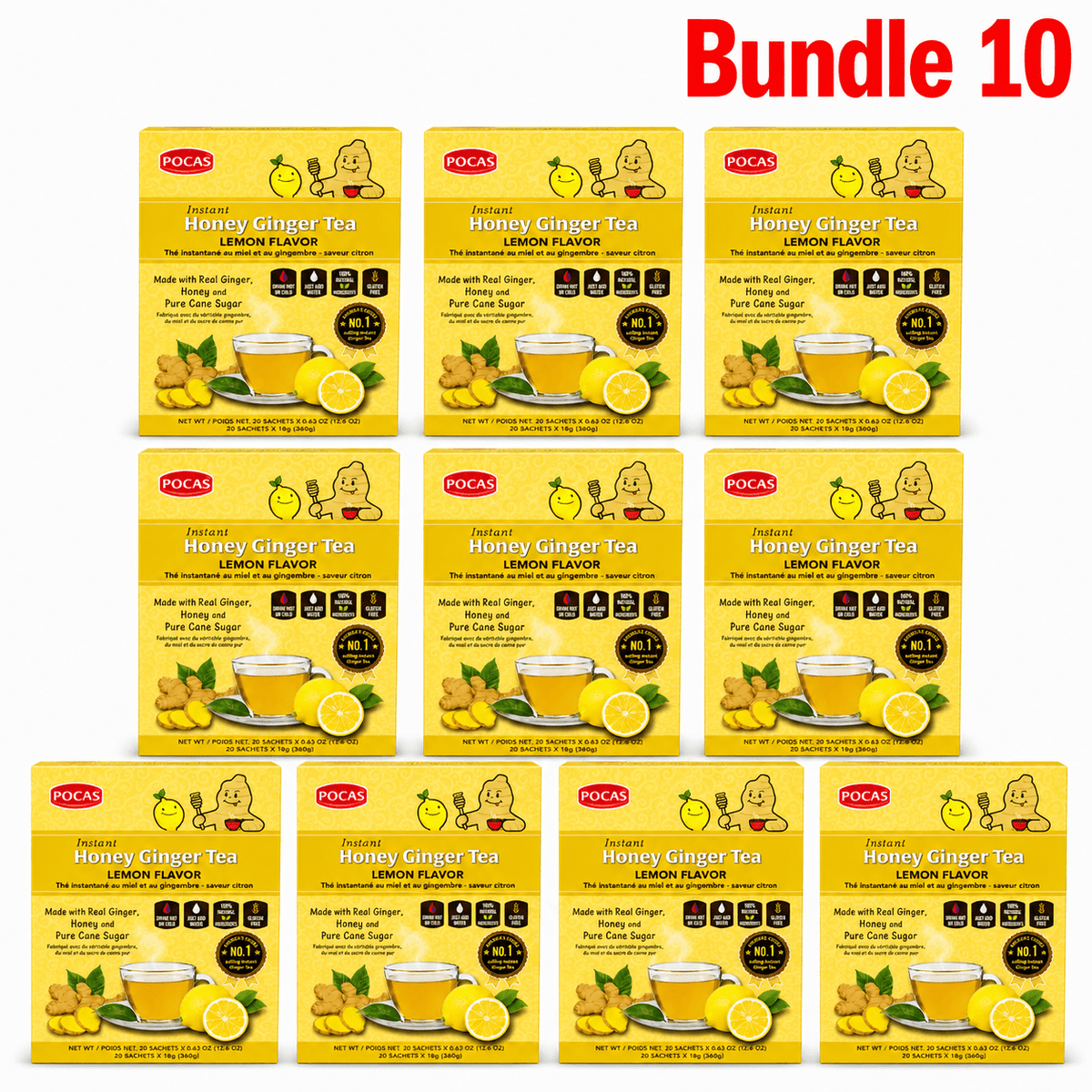 Pocas Honey Ginger Tea Lemon flavour pack of 10 boxes