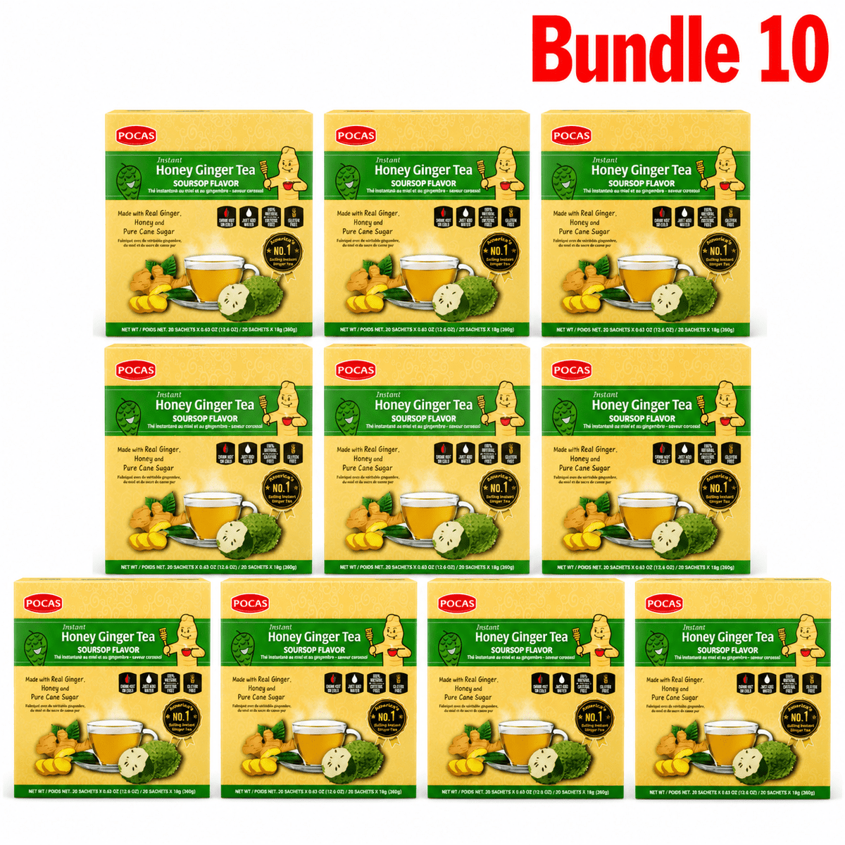 Pocas Honey Ginger Tea Soursop flavour pack of 10 boxes