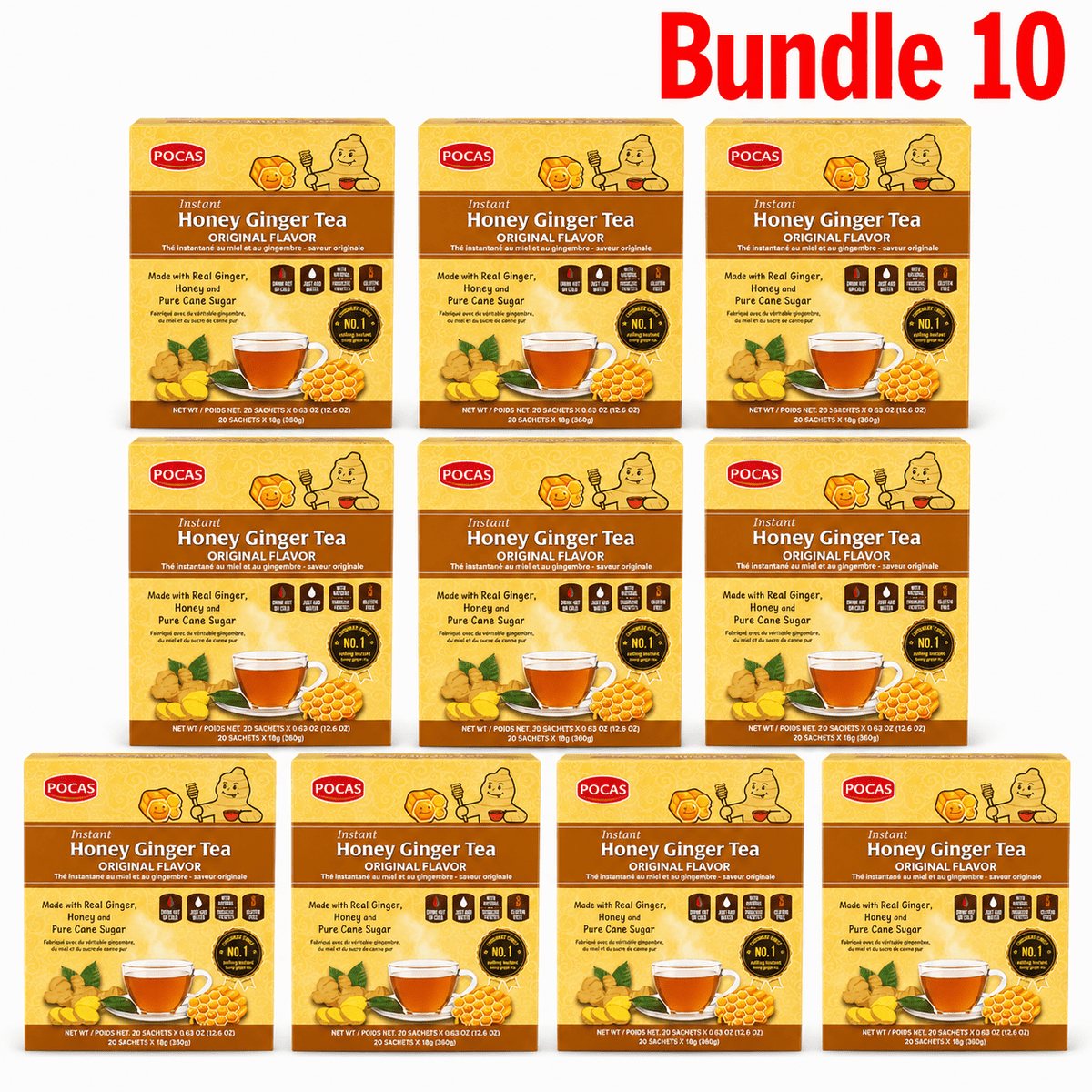 Pocas Honey Ginger Tea Original flavour pack of 10 boxes