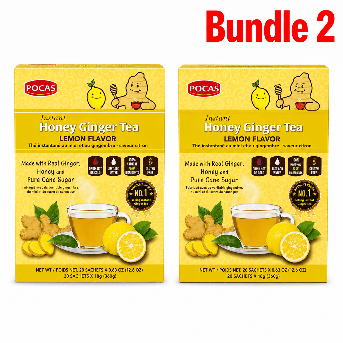 Pocas Honey Ginger Tea Lemon flavour pack of 2 boxes