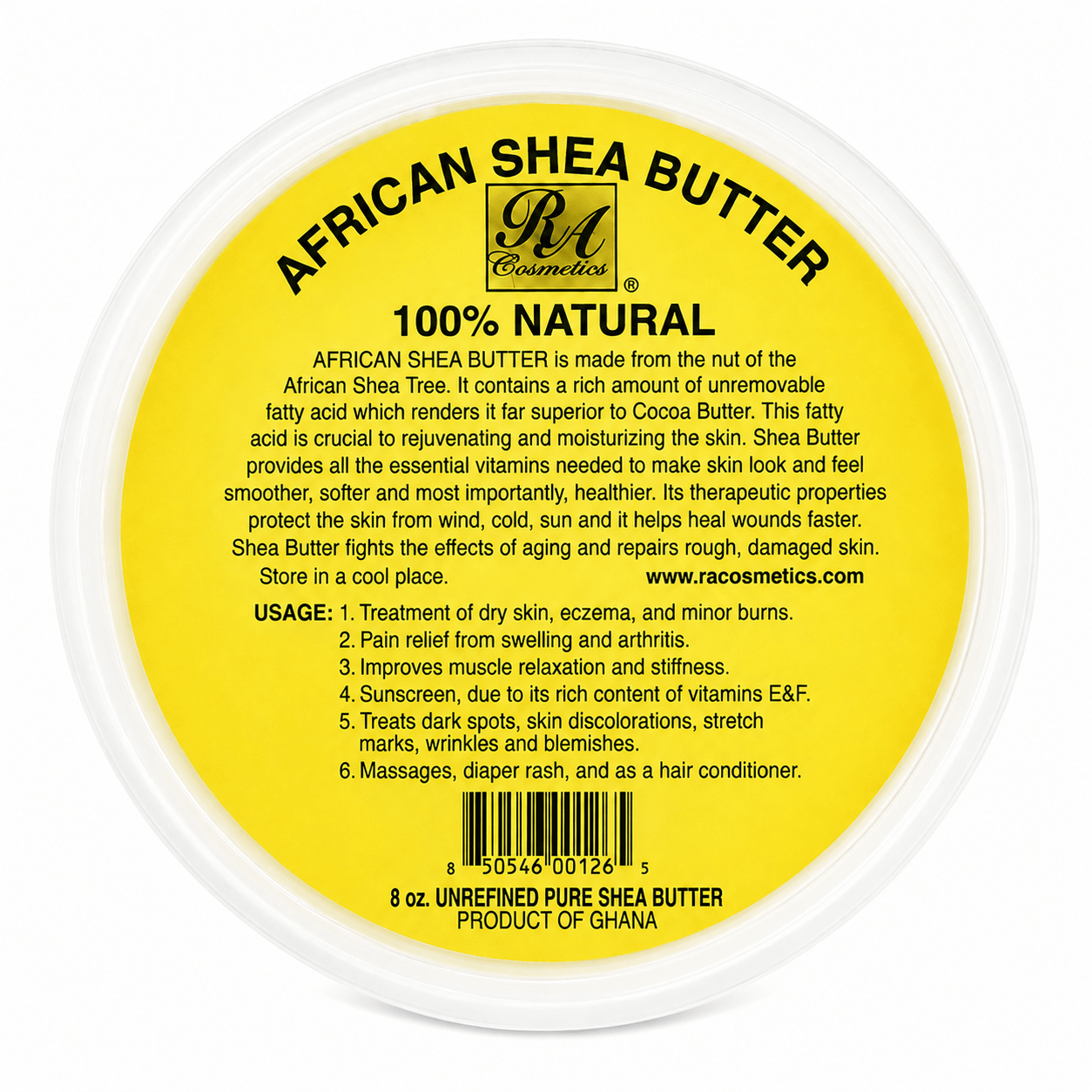 RA 100% Pure Shea Butter Yellow (Solid) 8 oz - Yado African & Caribbean Market