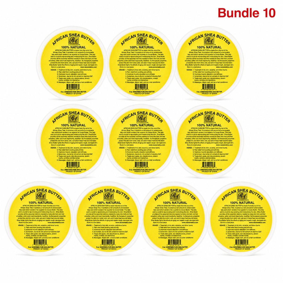RA Pure Shea Butter 8oz pack of 10 tubs