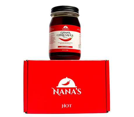 Nana's Shito Hot 16 oz (450 g) jar, Ghana Chilli Sauce (Shito) black pepper sauce, red label