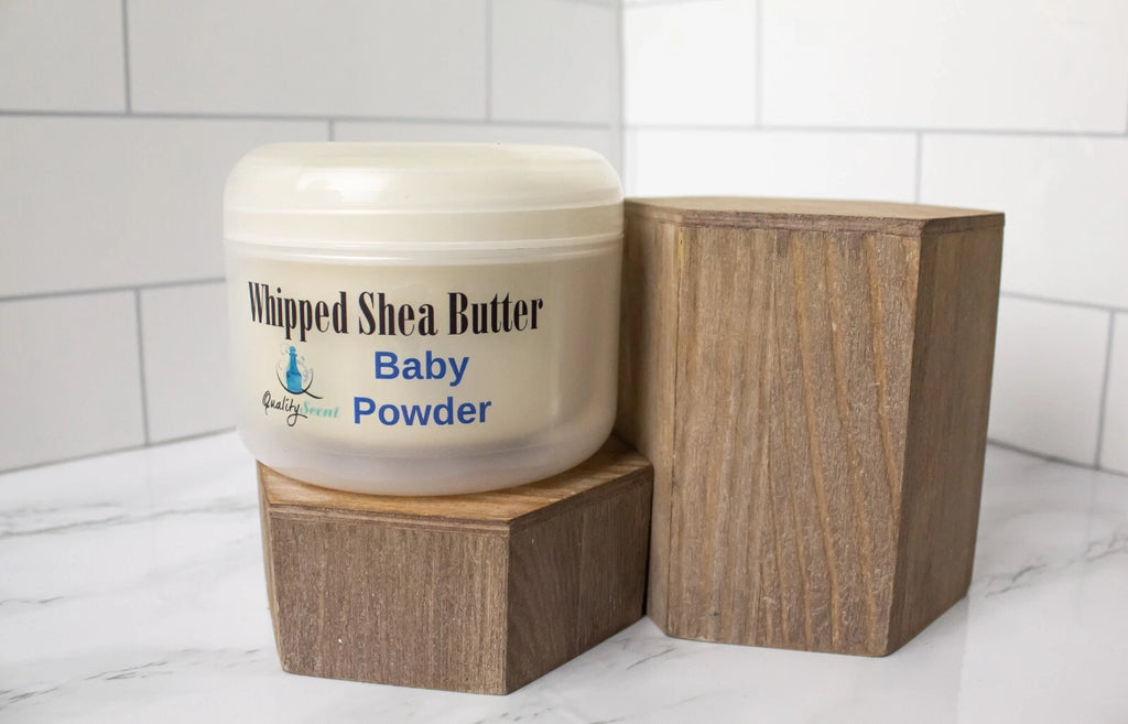 8oz jar of Whipped Shea Butter Natural Cream with 'Pick a Scent' label, featuring a smooth, creamy texture in a clear or labeled container.