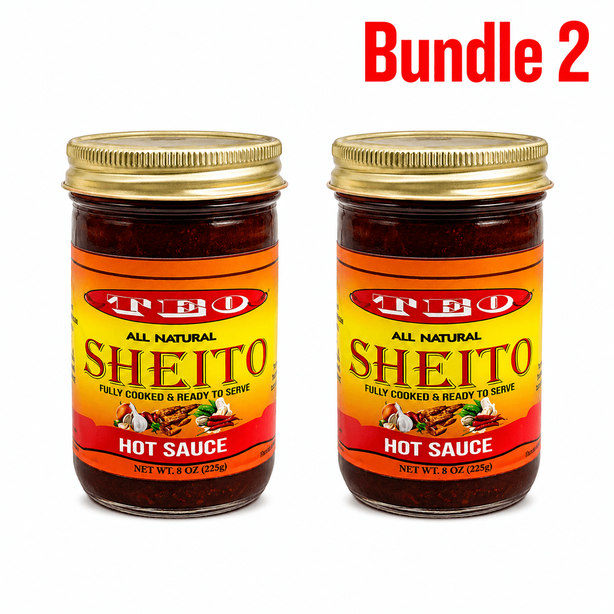 Teo Sheito Hot Pepper Sauce 8 oz pack of 2 jars