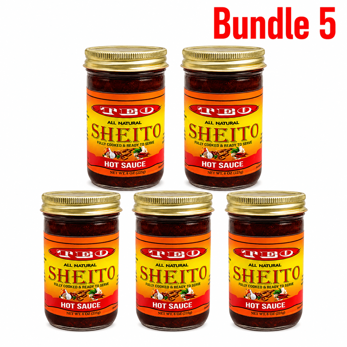 Teo Sheito Hot Pepper Sauce 8 oz pack of 5 jars