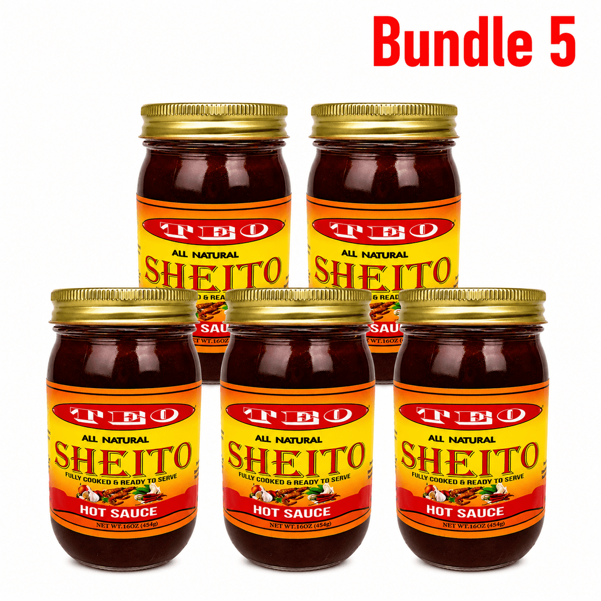 Teo Sheito Hot Pepper Sauce 16 oz pack of 5 jars