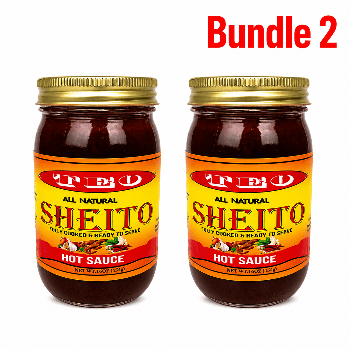 Teo Sheito Hot Pepper Sauce 16 oz pack of 2 jars