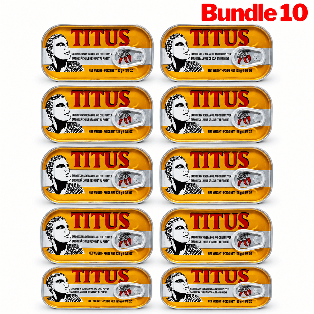 Titus Sardines & Chili Pepper 125g pack of 10 tins