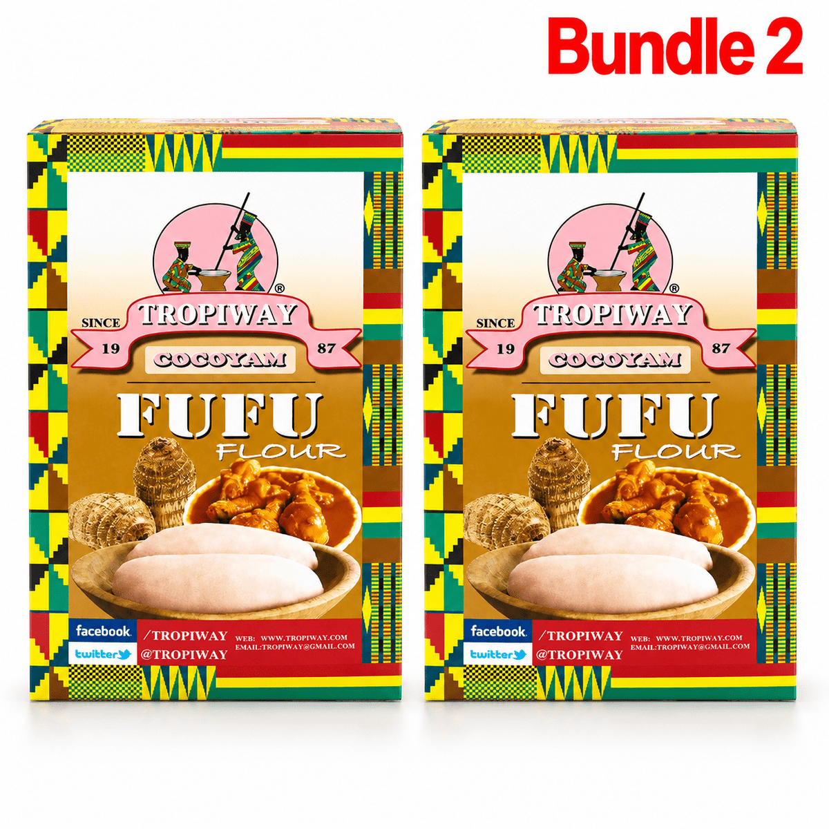 Tropiway Cocoyam Fufu Flour pack of 2 boxes