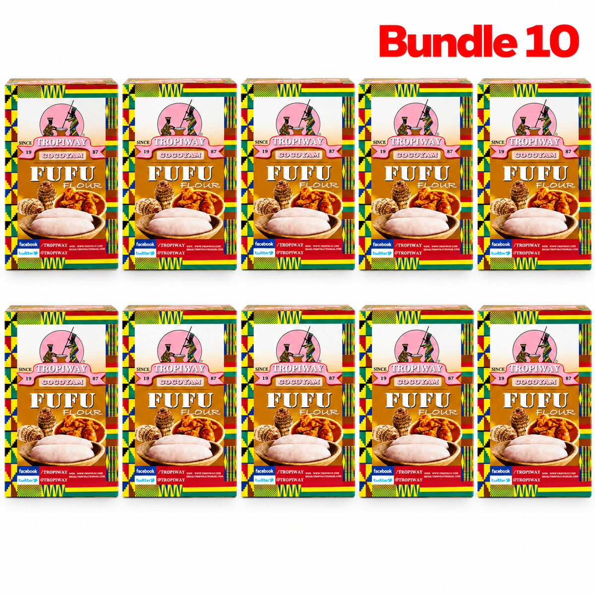 Tropiway Cocoyam Fufu Flour pack of 10 boxes