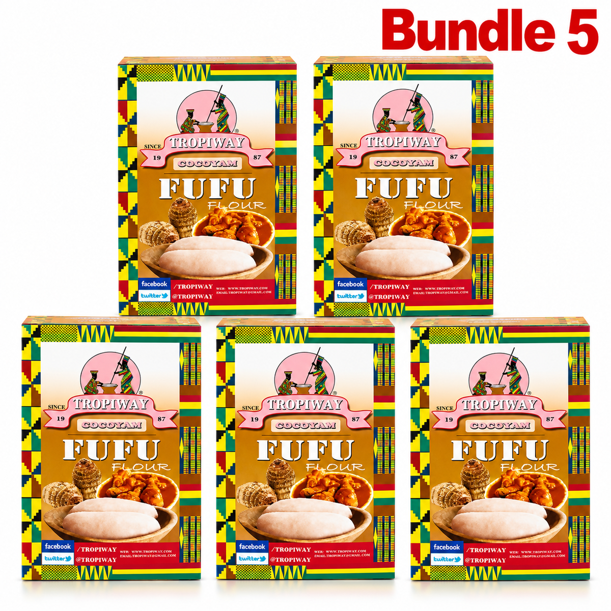 Tropiway Cocoyam Fufu Flour pack of 5 boxes