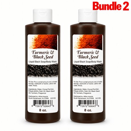 Turmeric & Black Seed Liquid Black Soap 8 oz pack of 2 bottles
