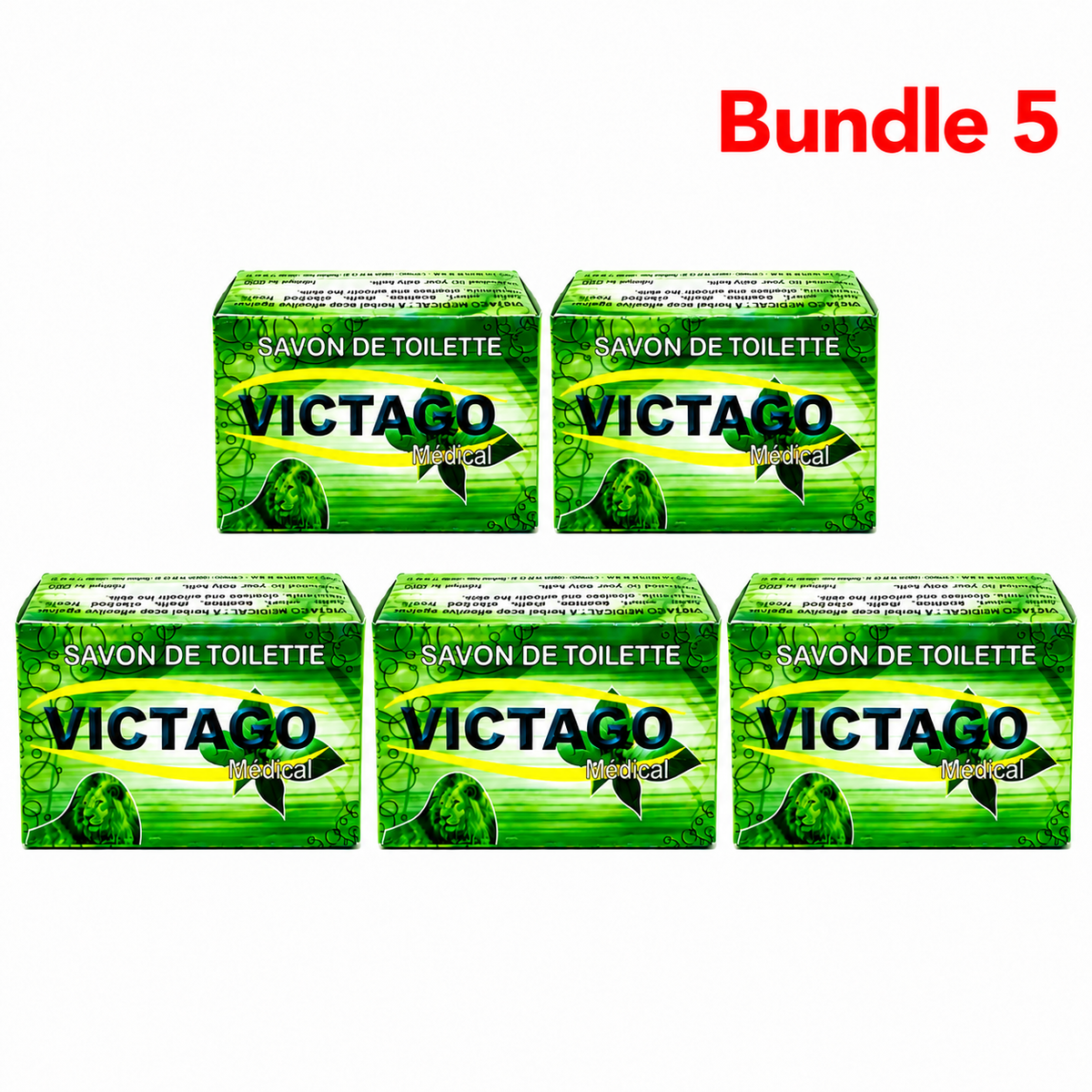 Victago Herbal African Black Soap Bar, pack of 5 bars, save 4%