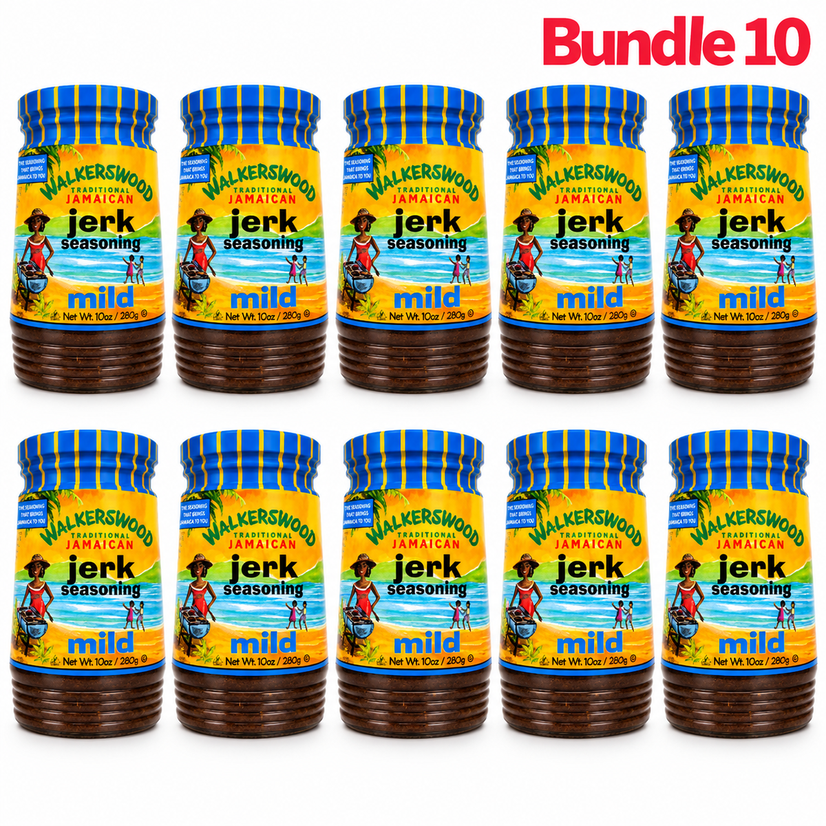 Walkerswood Jamaican Jerk Seasoning Mild 10 oz pack of 10 jars