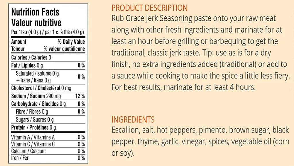 Grace Jerk Seasoning - Mild - 1 Bottle 10 oz - Yado African & Caribbean Market