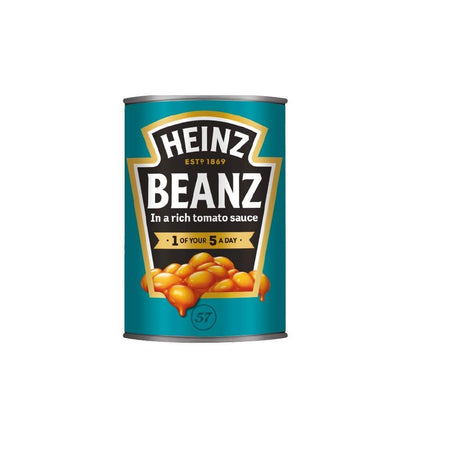 Heinz Baked Beans 415g, tender baked beans in rich tomato sauce, ready to enjoy for breakfast, quick meals, side dishes, or on toast.