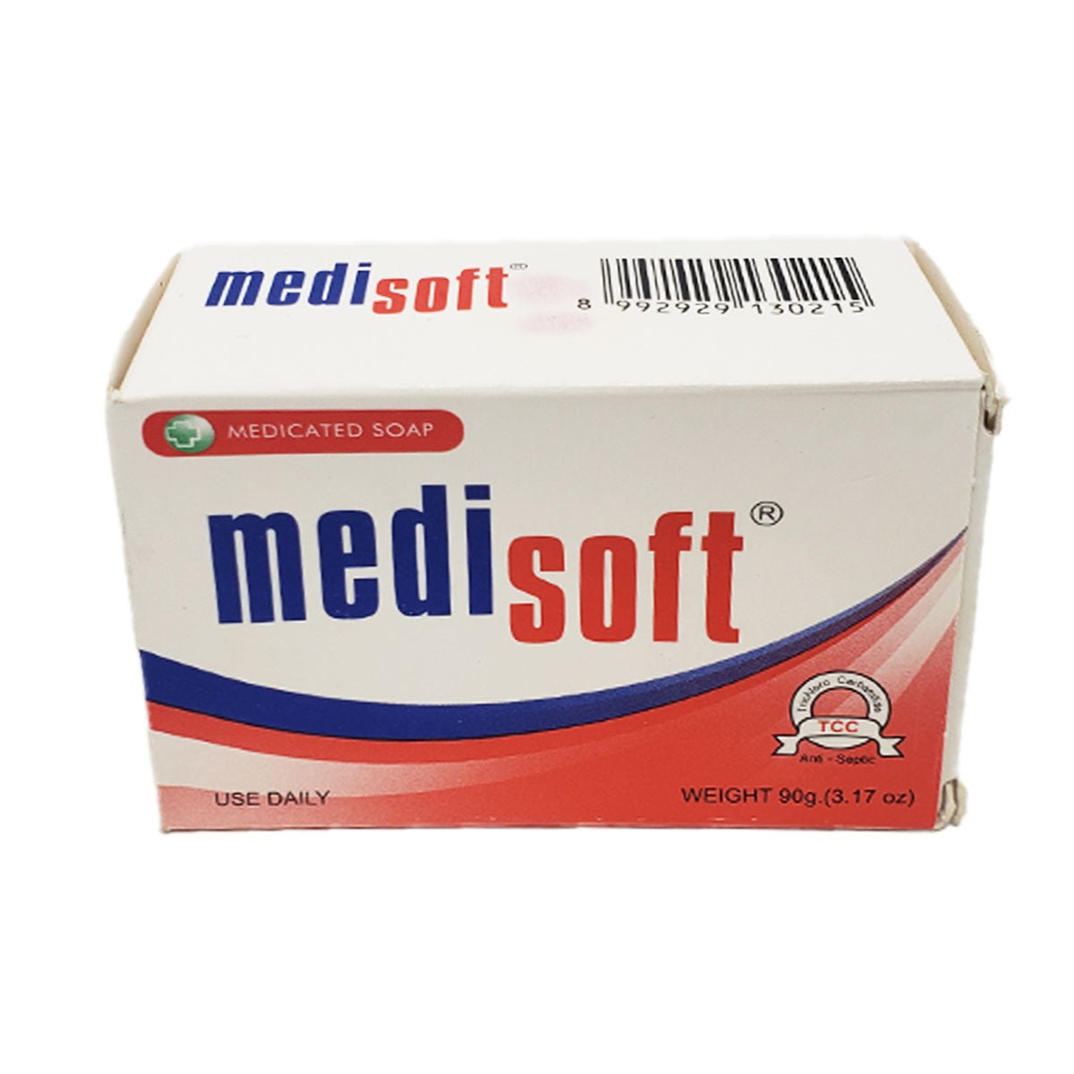 Medisoft Soap Gentle Cleansing Bar 90g in branded packaging, mild cleansing soap formulated to gently cleanse the skin while helping leave it feeling soft, fresh, and refreshed.