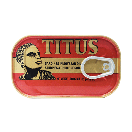 Titus sardines in vegetable oil, 125 g (4.4 oz) can