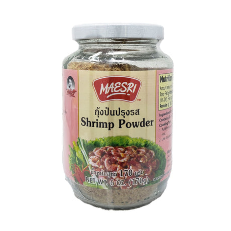 Maesri shrimp powder 6 oz jar, front