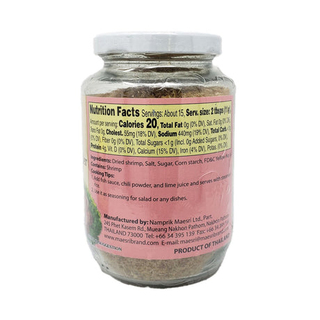 Maesri shrimp powder jar, back label