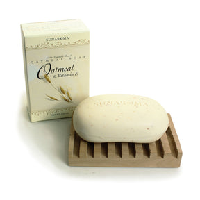 Oatmeal and Vitamin E Soap, gentle moisturizing bar that cleanses skin, helps soothe dryness, and leaves skin feeling soft, smooth, and refreshed after every wash.